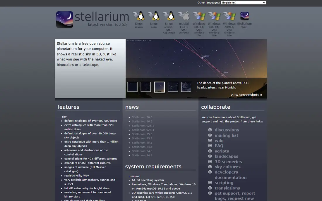 Stellarium homepage
