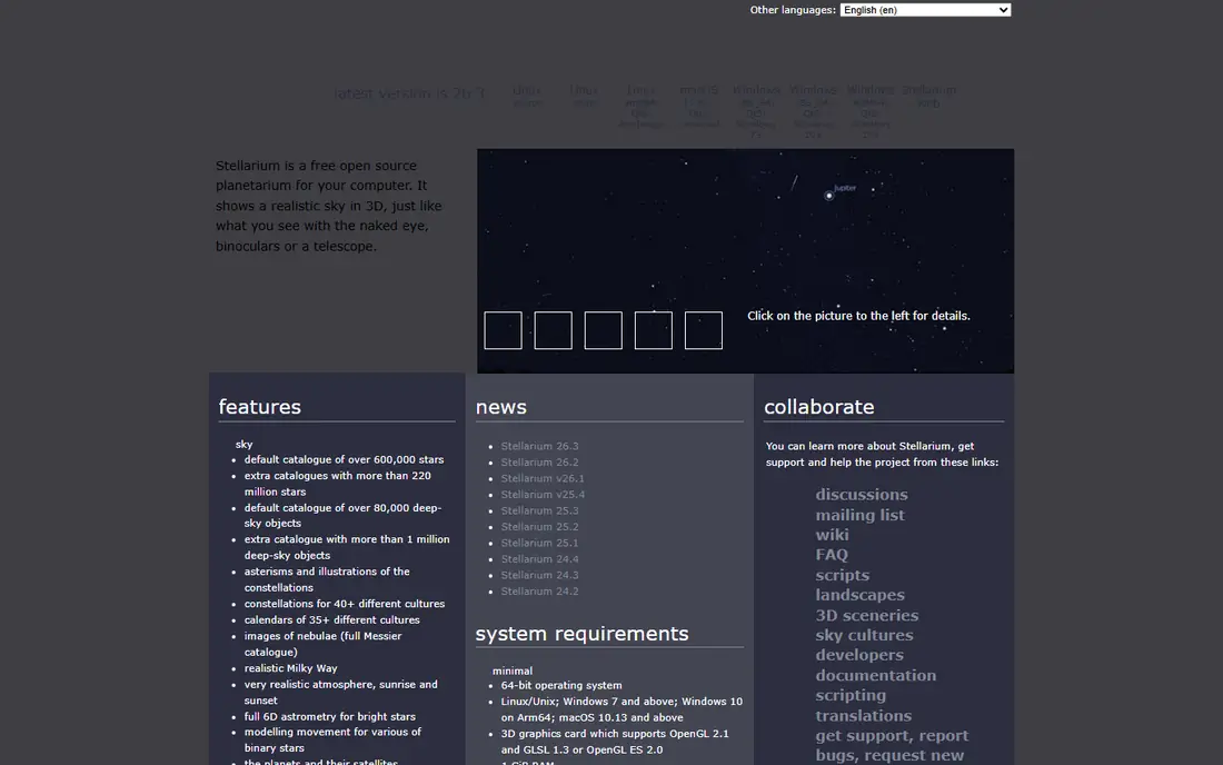 Stellarium homepage