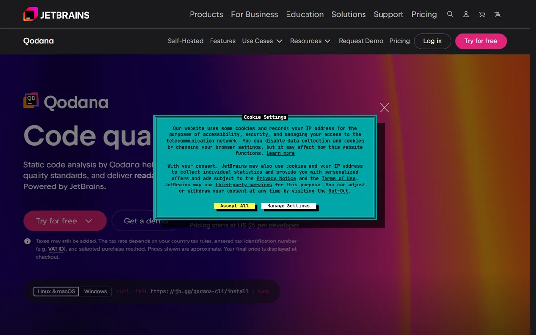 Qodana homepage