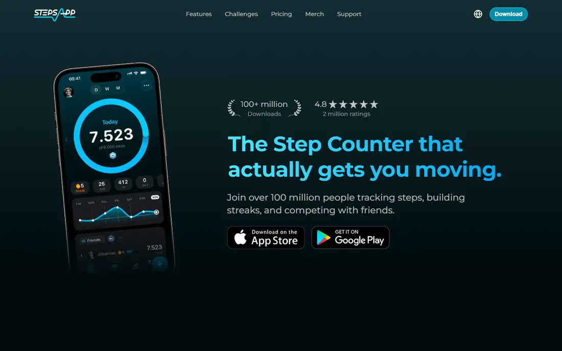 StepsApp homepage