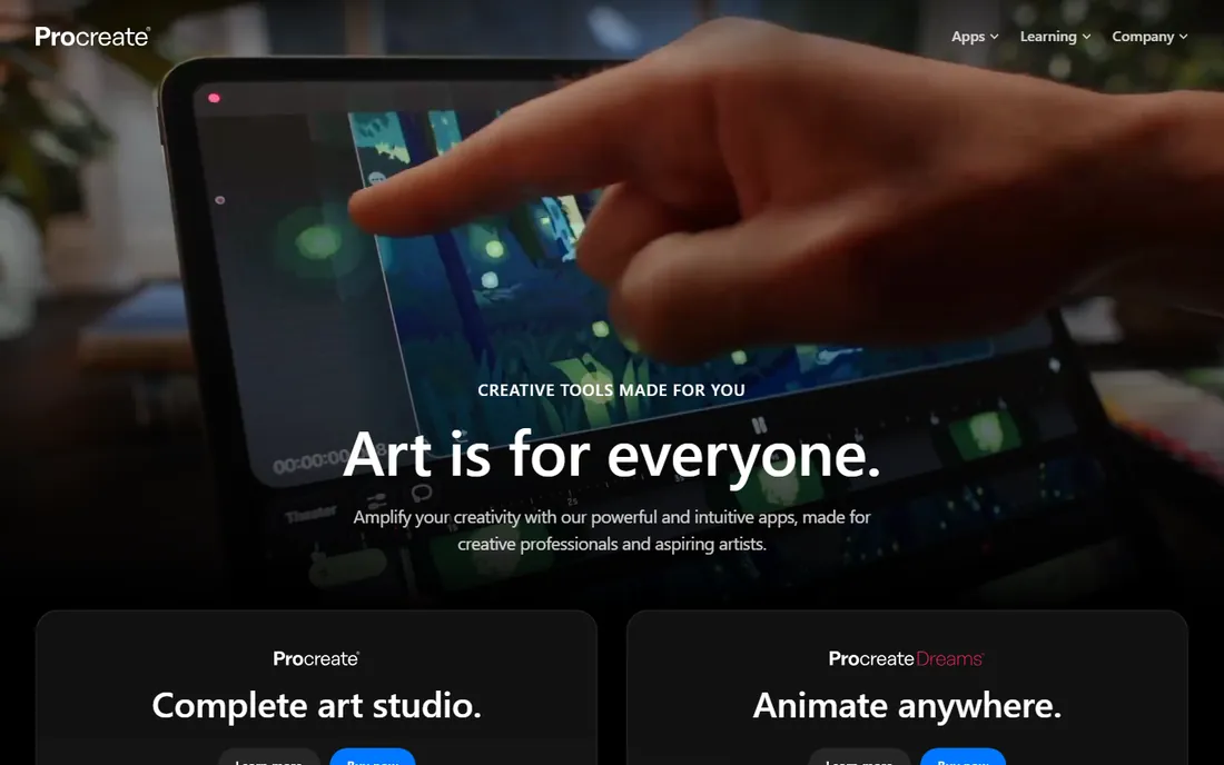 Procreate homepage