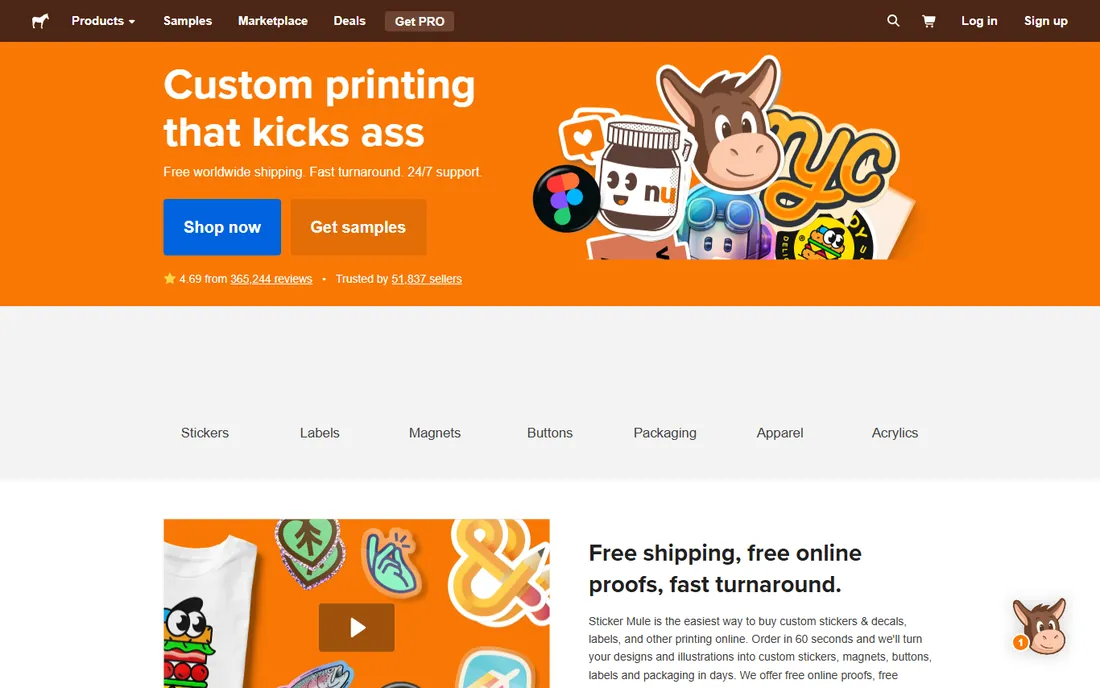 Sticker Mule homepage