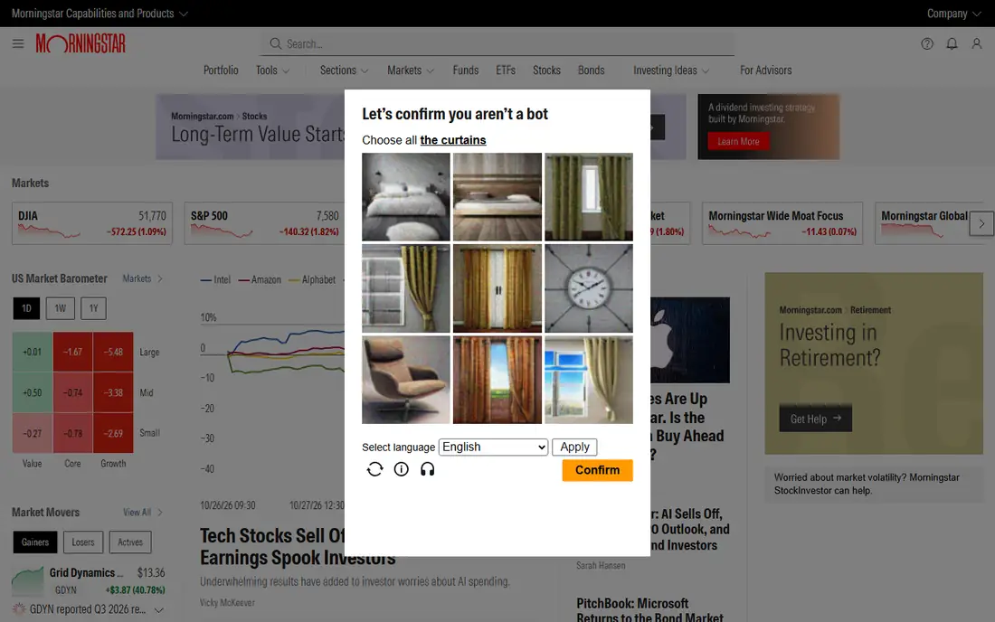 Morningstar Investor homepage
