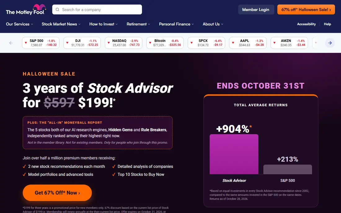 Motley Fool Stock Advisor homepage