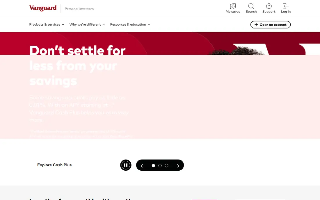 Vanguard homepage