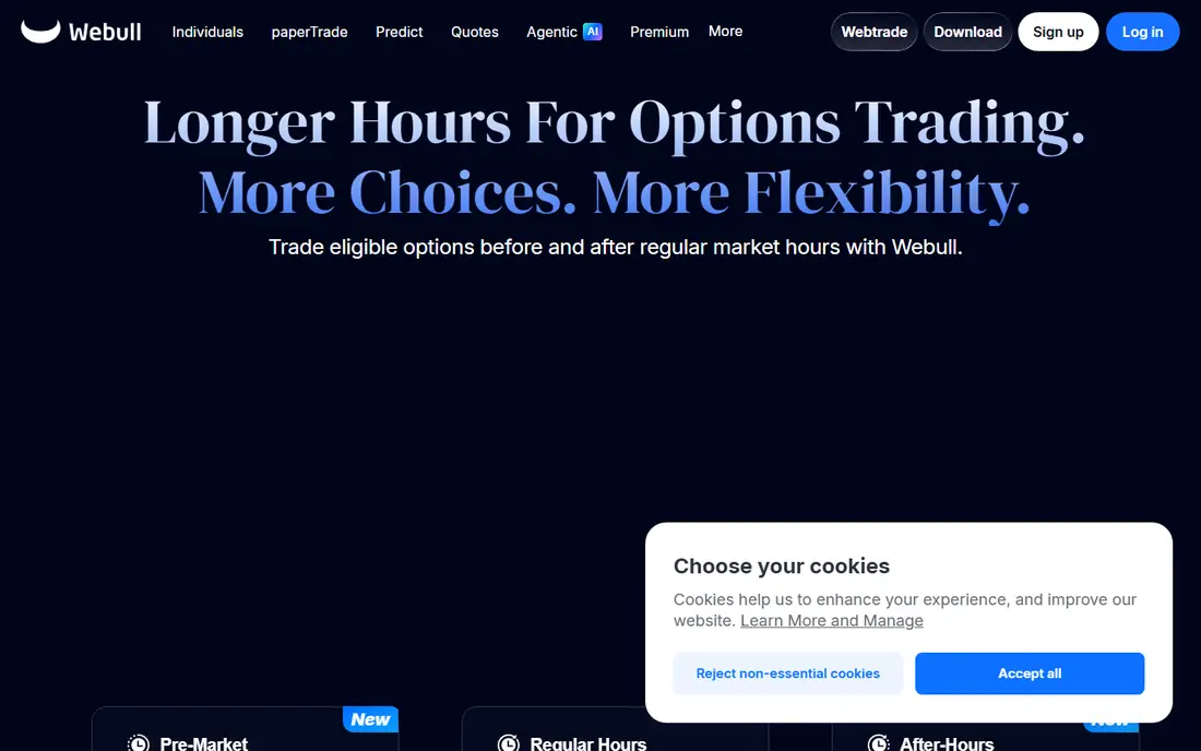 Webull homepage
