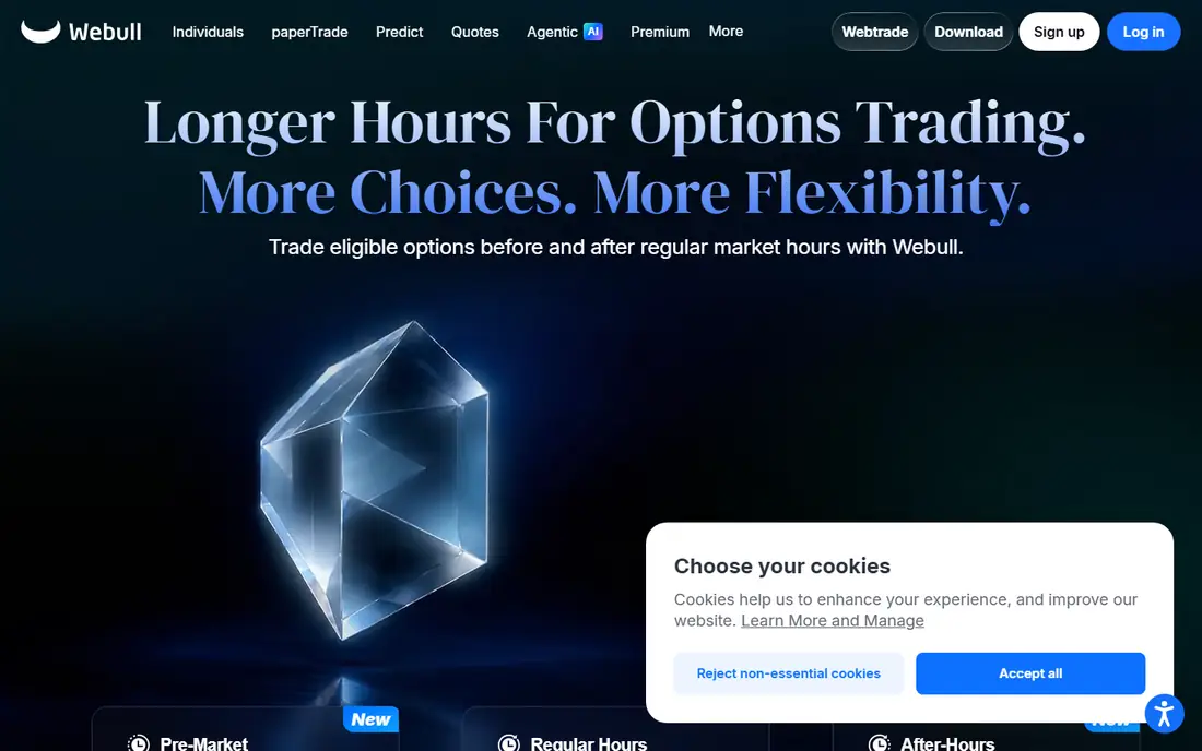 Webull homepage