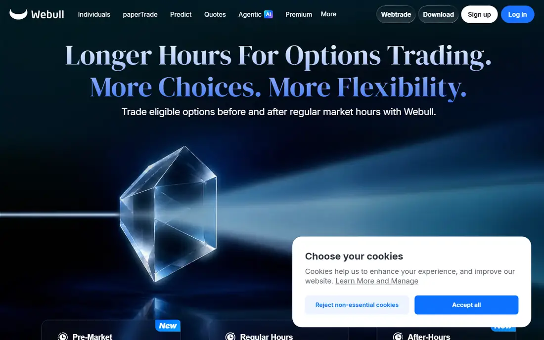 Webull homepage