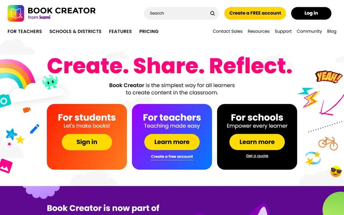 Book Creator homepage