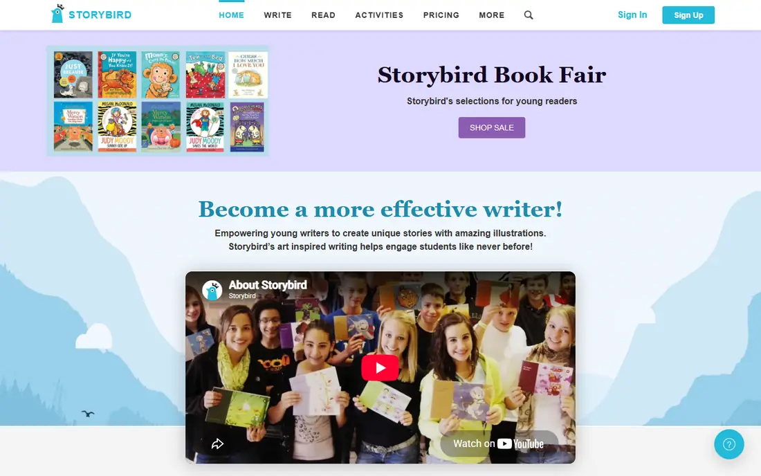 Storybird homepage