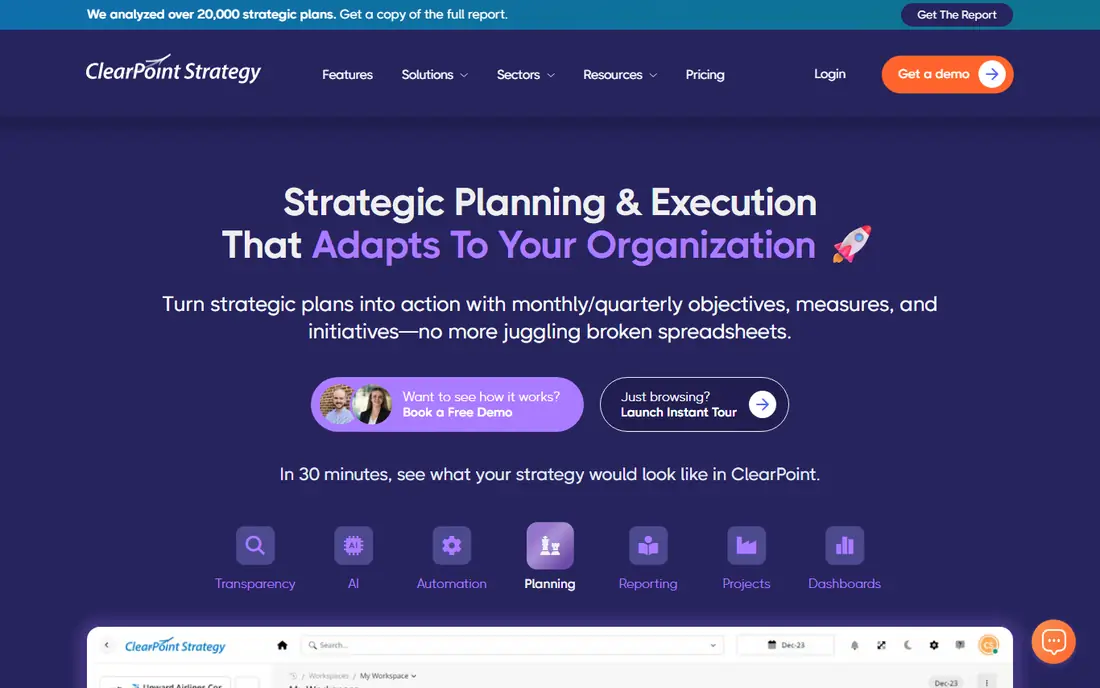 ClearPoint Strategy homepage