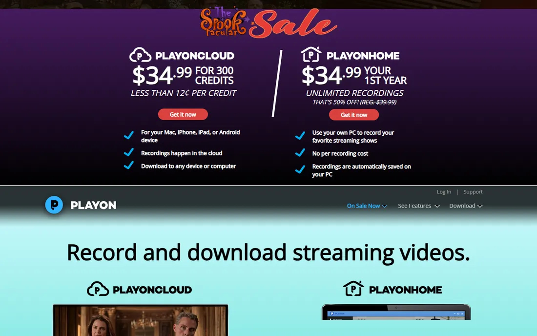 PlayOn Home homepage