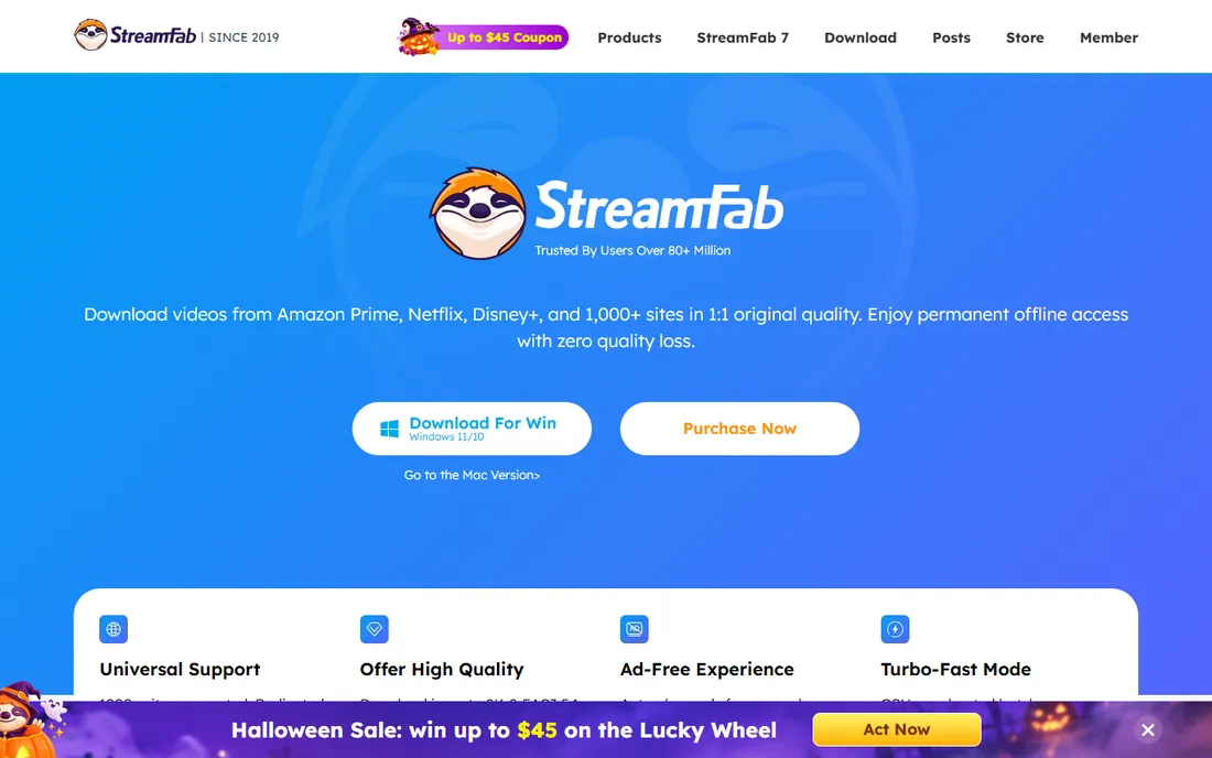 StreamFab Downloader homepage