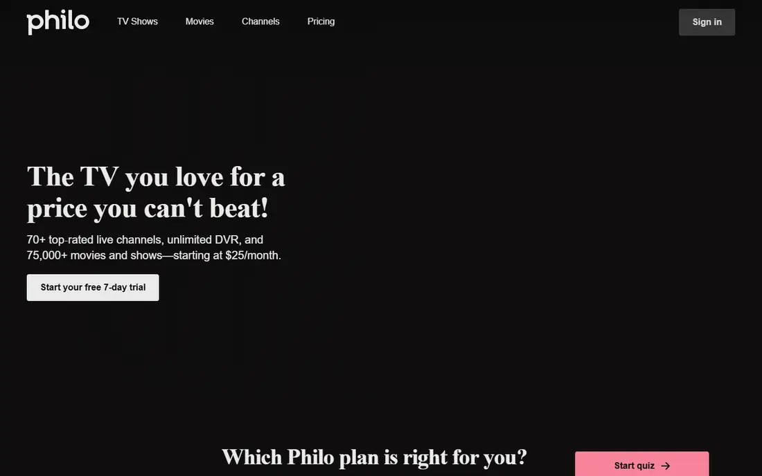 Philo homepage
