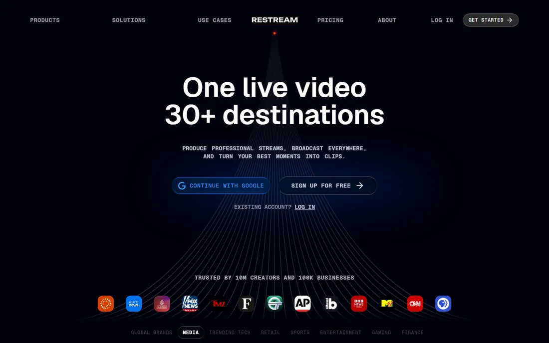 Restream homepage
