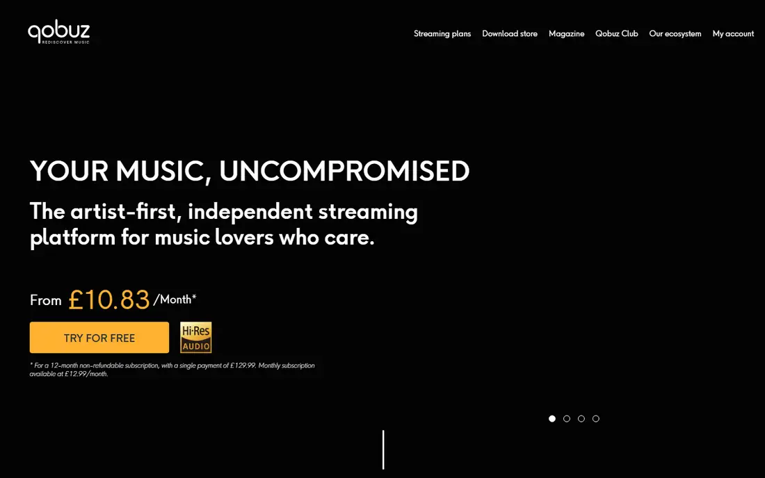 Qobuz homepage