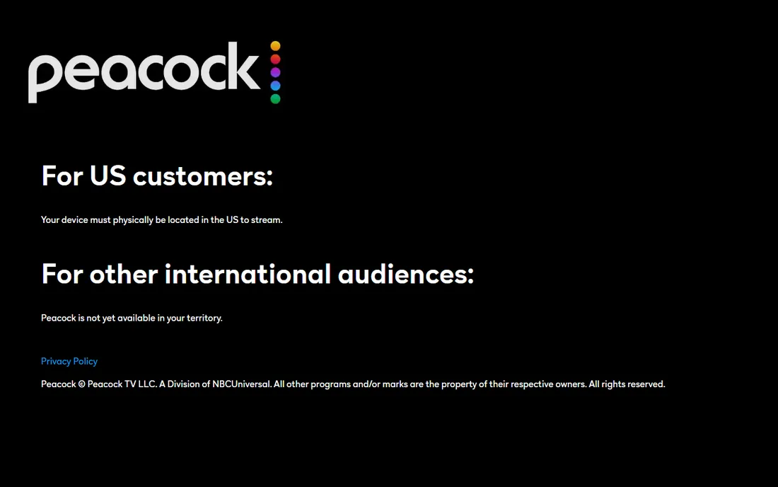 Peacock homepage