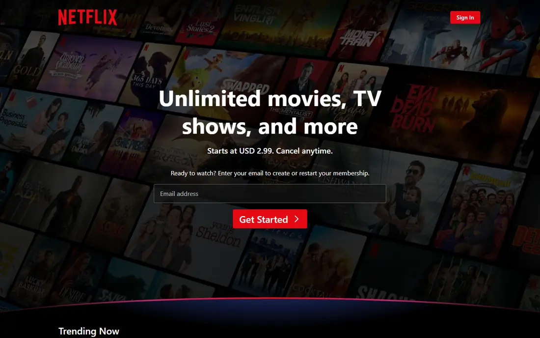 Netflix homepage