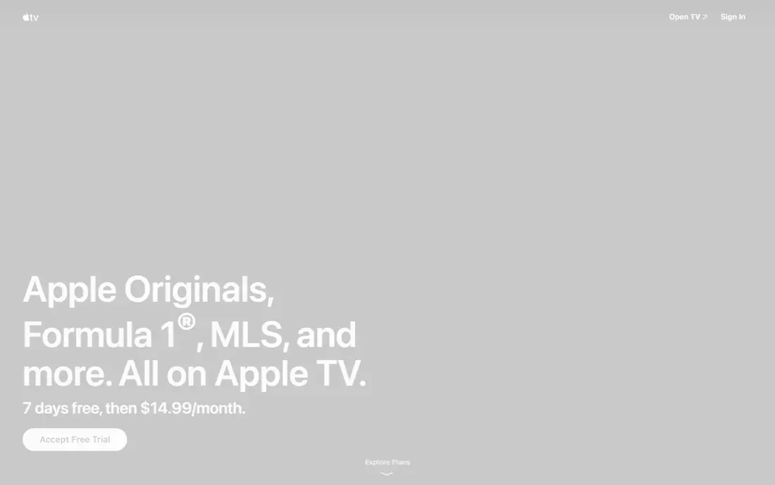 Apple TV homepage