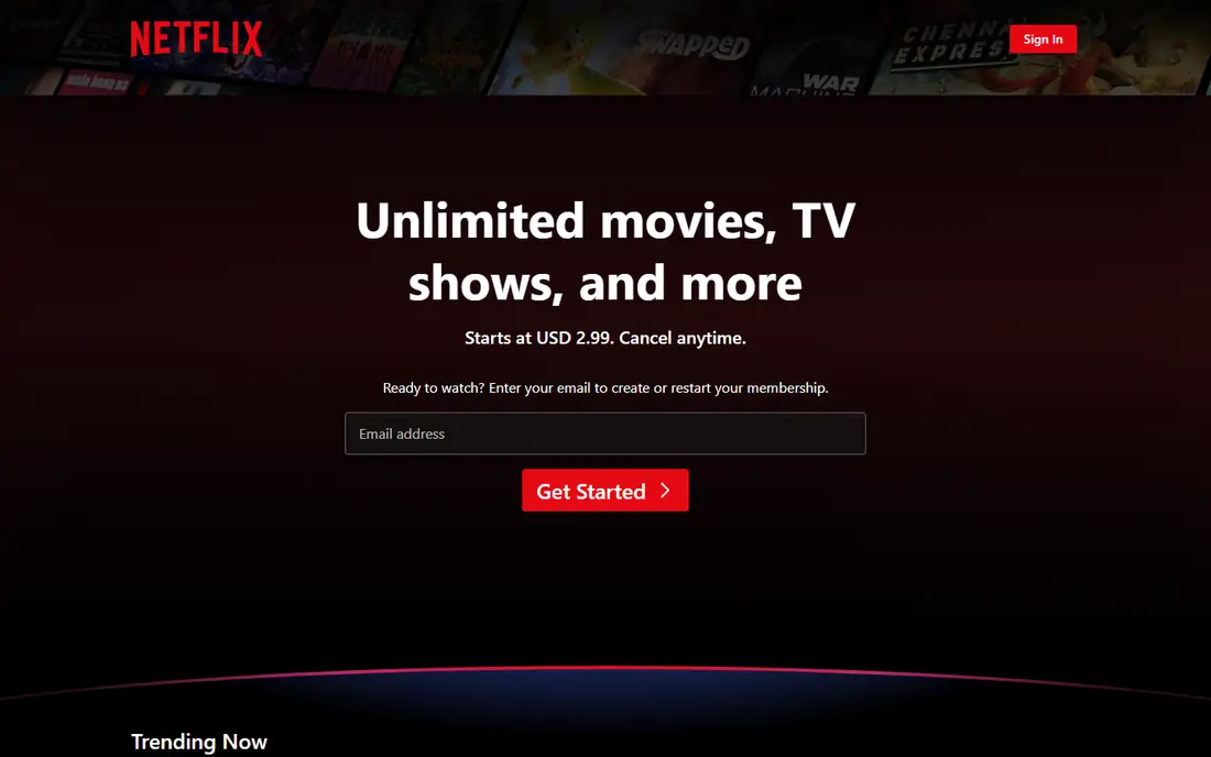 Netflix homepage