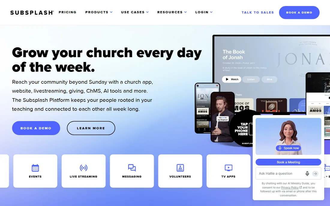 Subsplash homepage