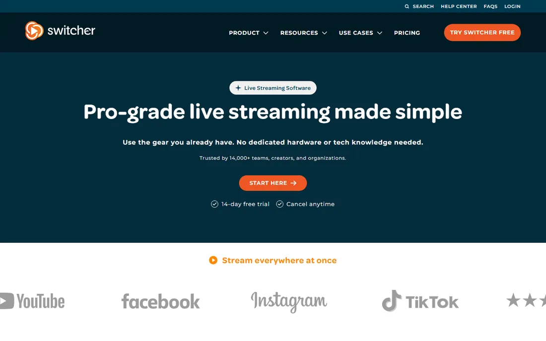 Switcher Studio homepage
