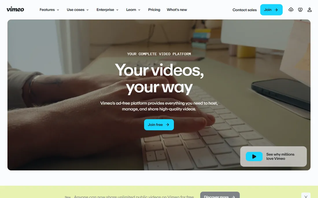 Vimeo Livestream homepage