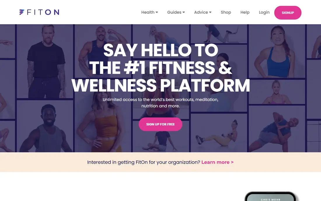 FitOn homepage