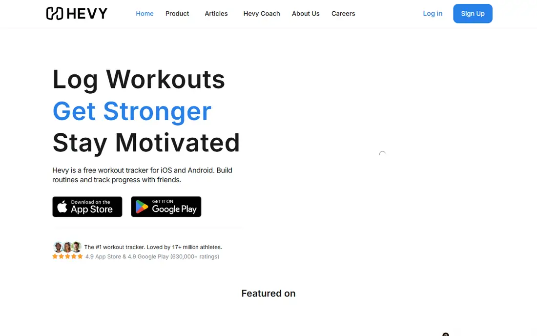Hevy homepage