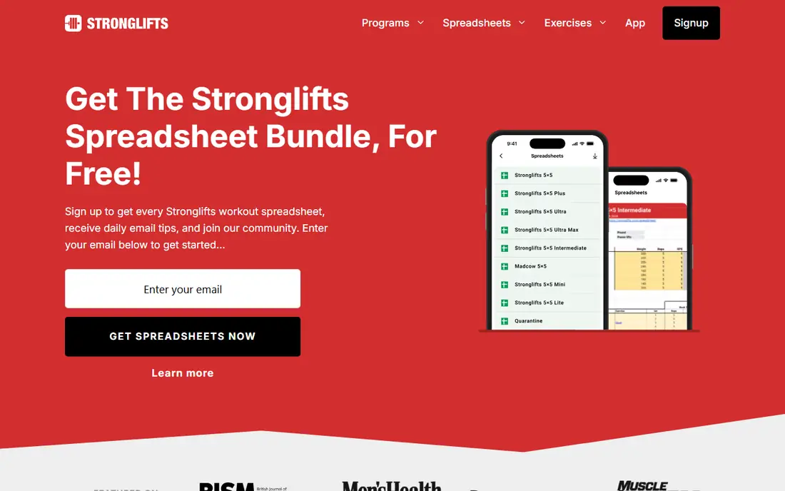 StrongLifts 5x5 homepage