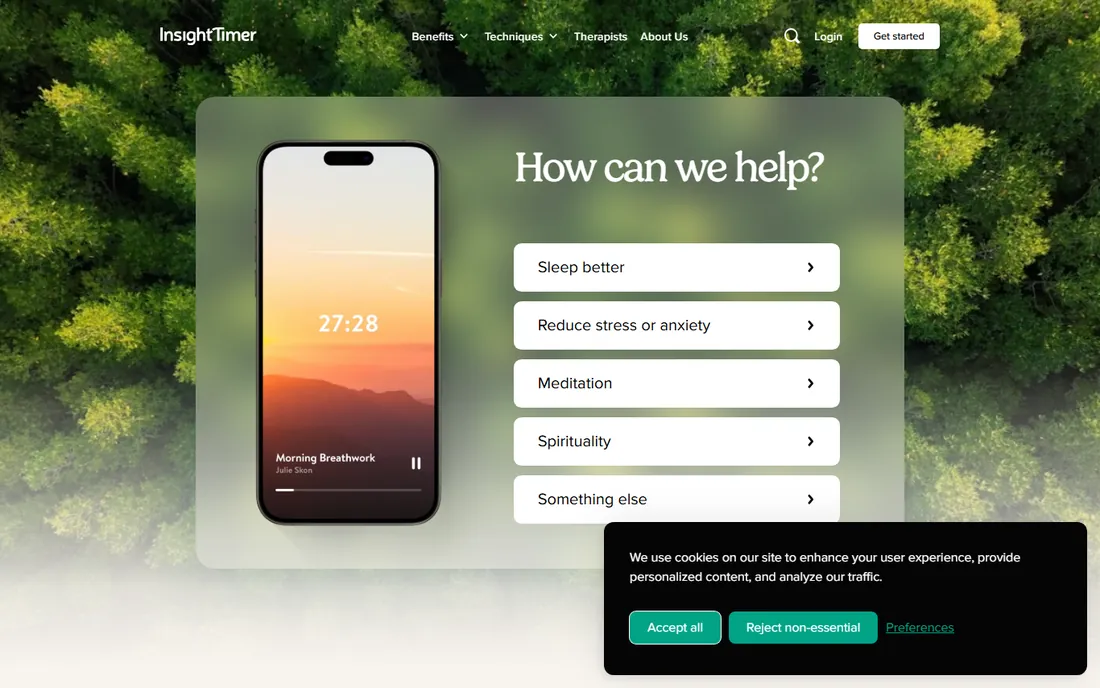Insight Timer homepage