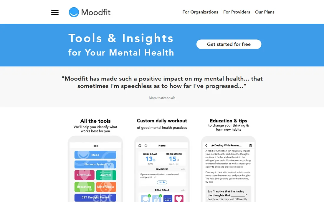Moodfit homepage