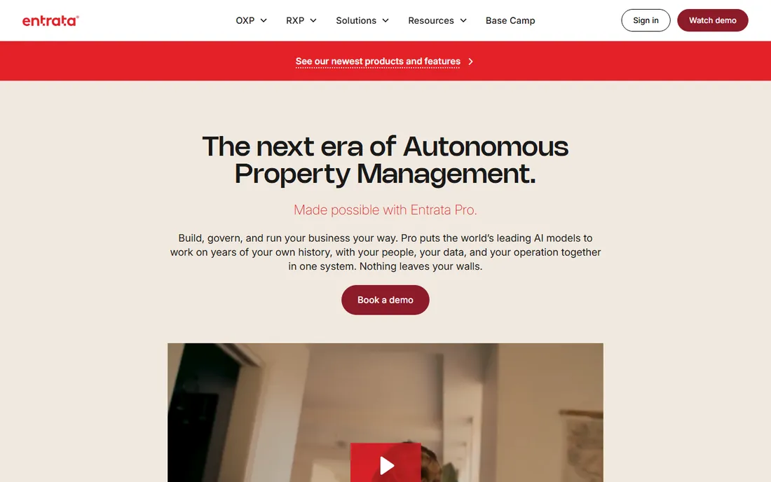 Entrata homepage