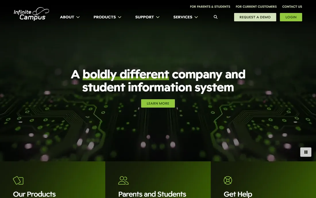 Infinite Campus homepage