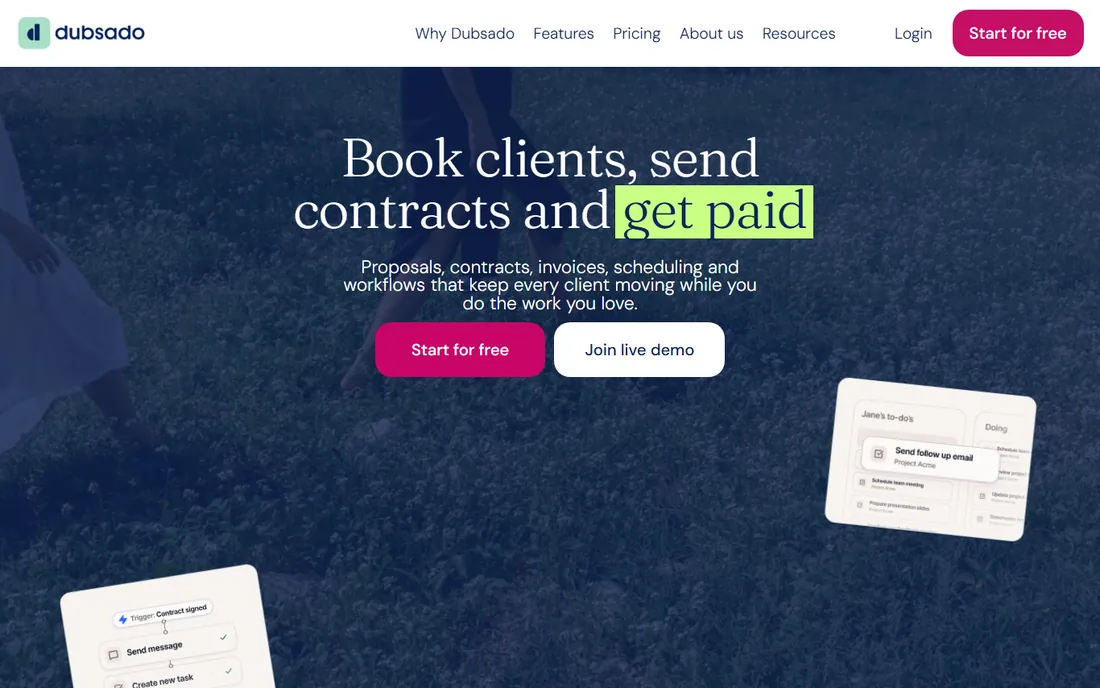 Dubsado homepage