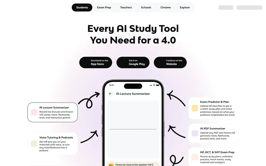 Knowt homepage