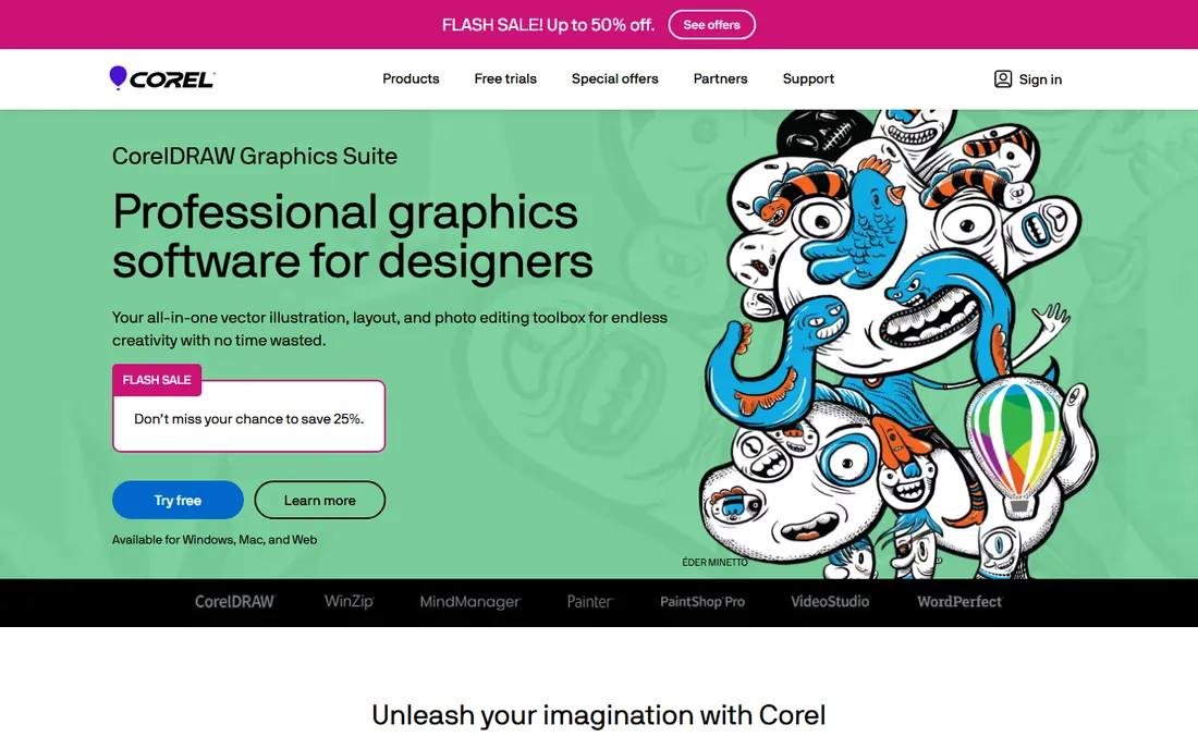 CorelDRAW Graphics Suite homepage