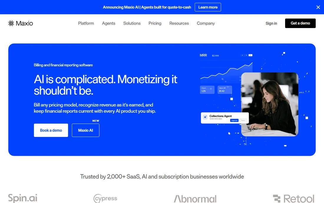 Maxio homepage