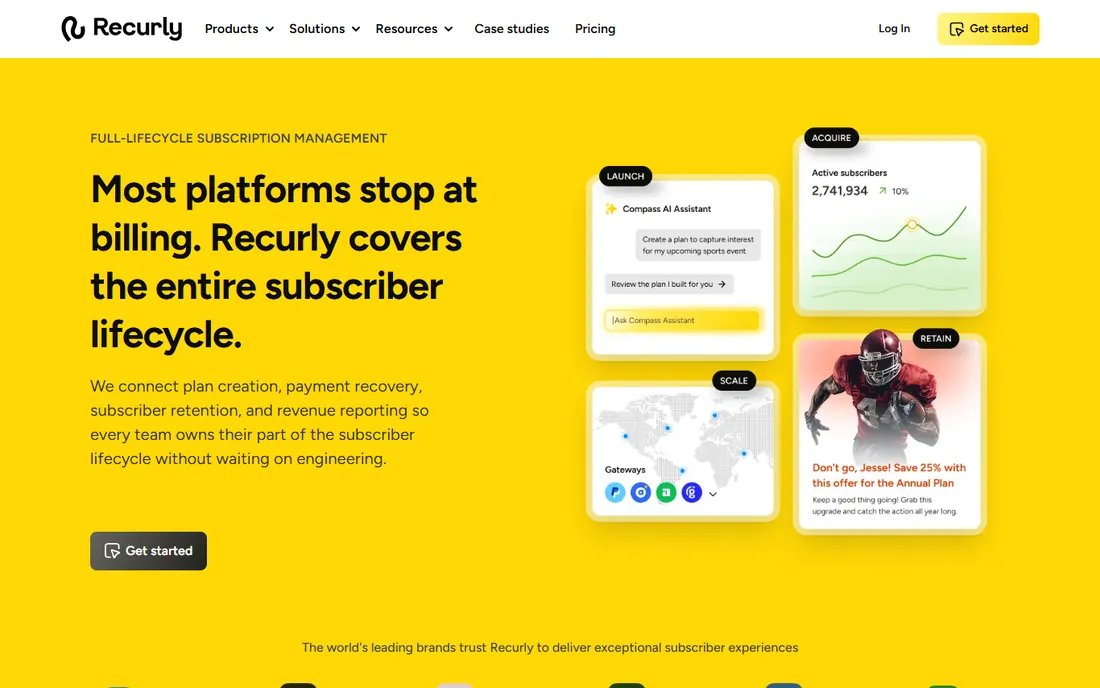 Recurly homepage