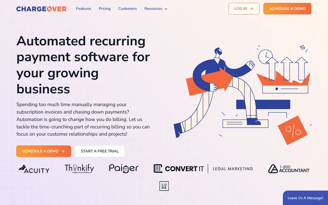 ChargeOver homepage