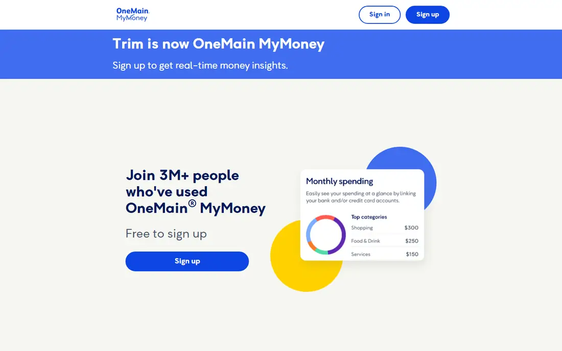 OneMain MyMoney homepage