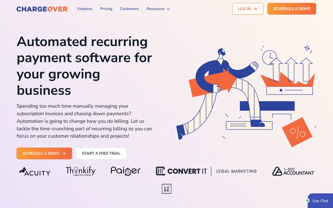 ChargeOver homepage