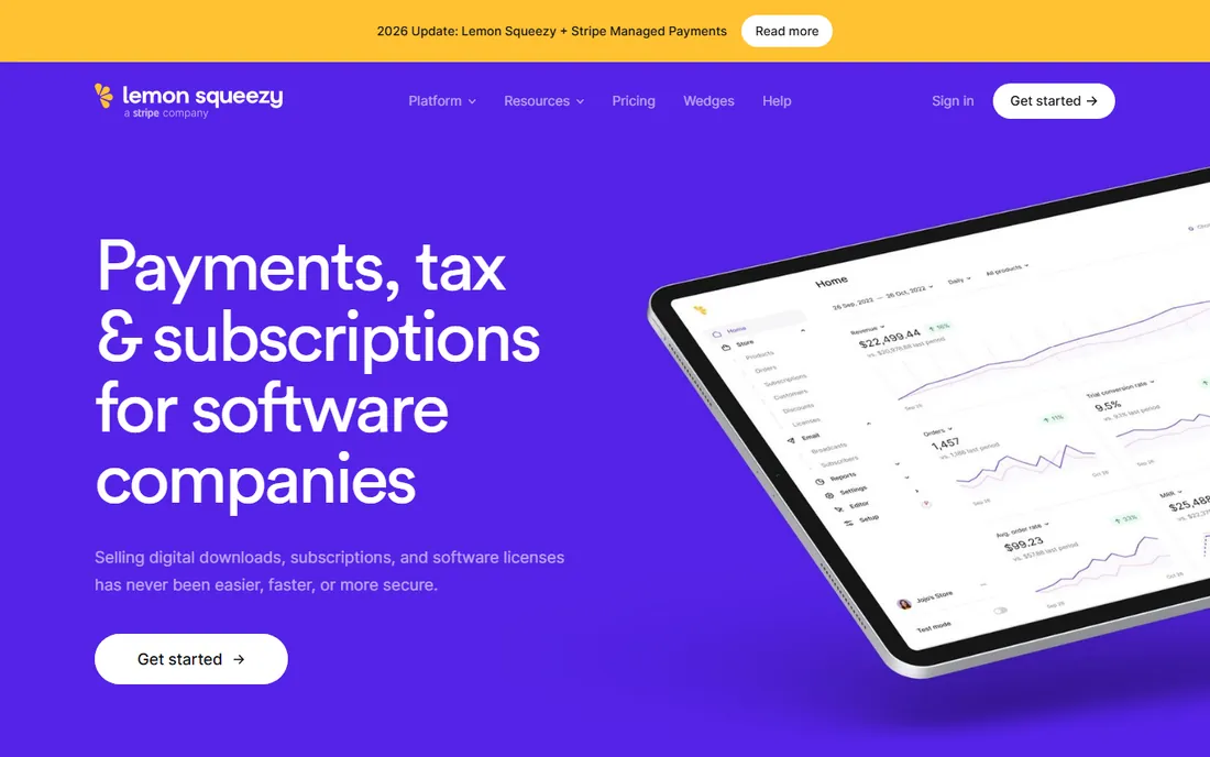 Lemon Squeezy homepage