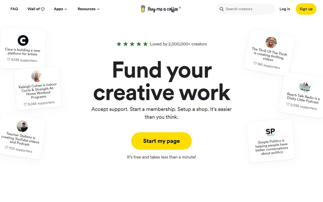 Buy Me a Coffee homepage