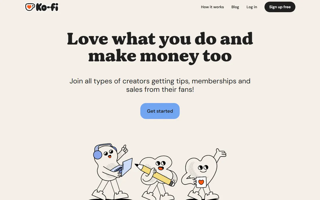 Ko-fi homepage