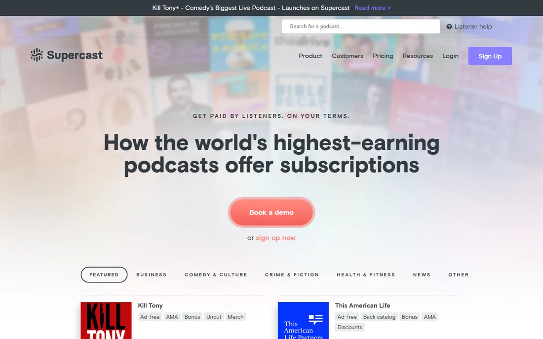 Supercast homepage