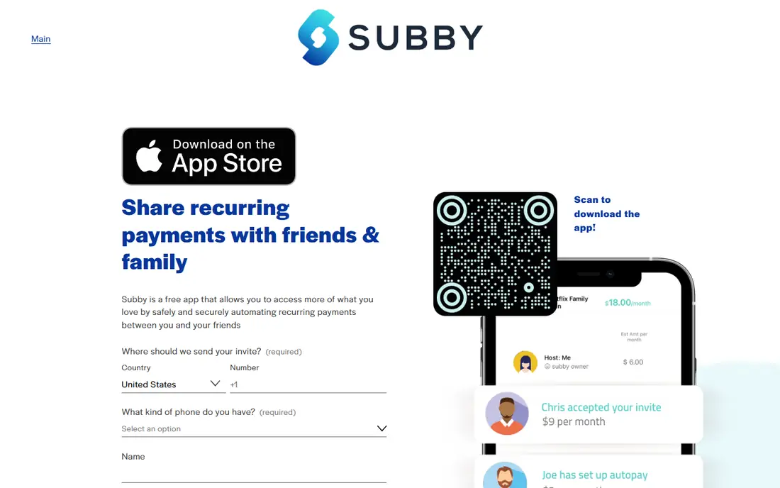 Subby homepage