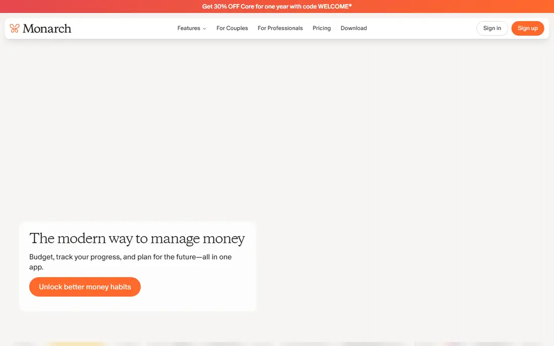 Monarch Money homepage