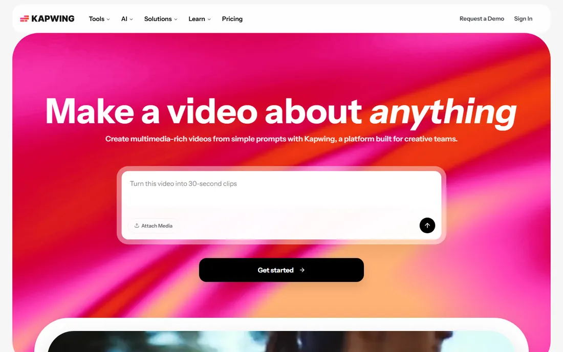 Kapwing homepage