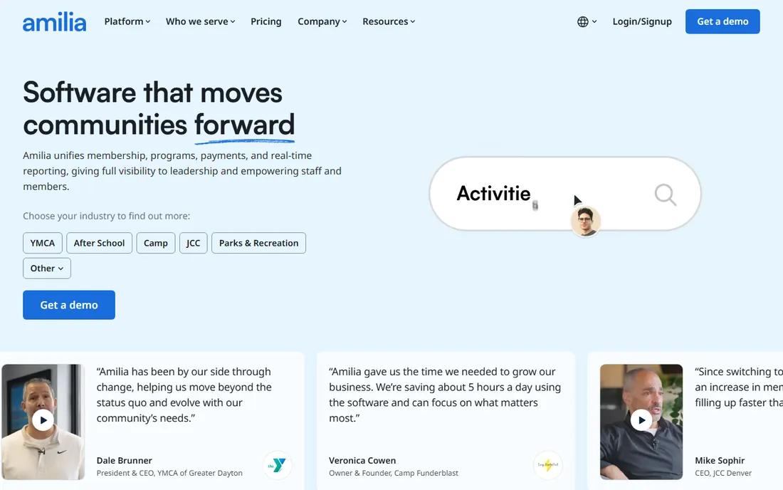 Amilia homepage